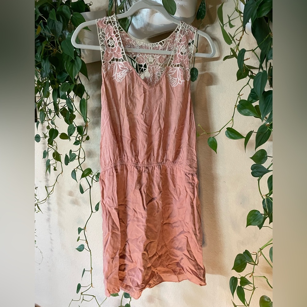 Peach Embroidered Racerback Dress